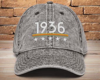 90th Birthday Vintage Embroidered Hat • Born in 1936 Birthday Present