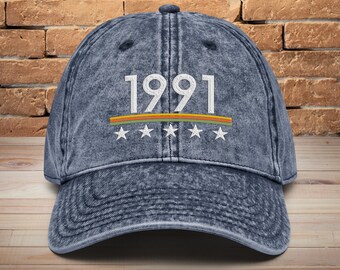 35th Birthday Vintage Embroidered Hat • Born in 1991 Birthday Present
