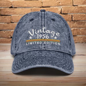 70th Birthday Gift • Embroidered Hat for Men and Women born in 1956 Navy