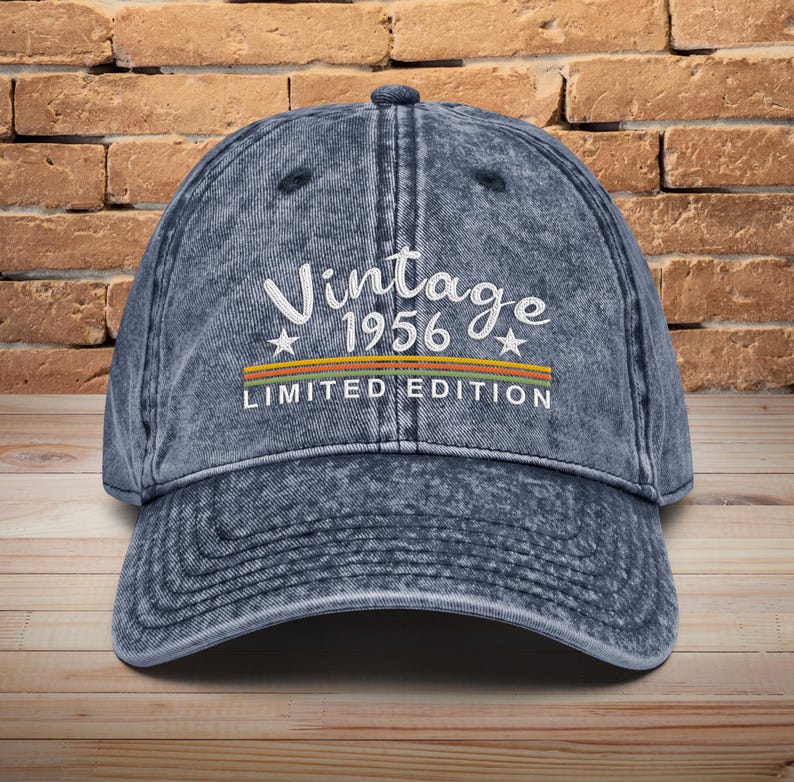 70th Birthday Gift • Embroidered Hat for Men and Women born in 1956 Navy