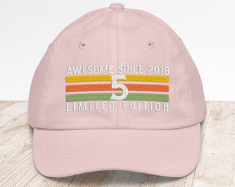 5th Birthday Gift Hat: Custom Embroidered Youth Baseball Cap