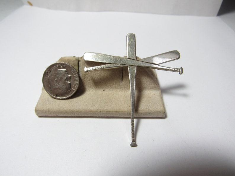 Hand Crafted Sterling BASEBALL BAT CROSS Pendant made 1930S