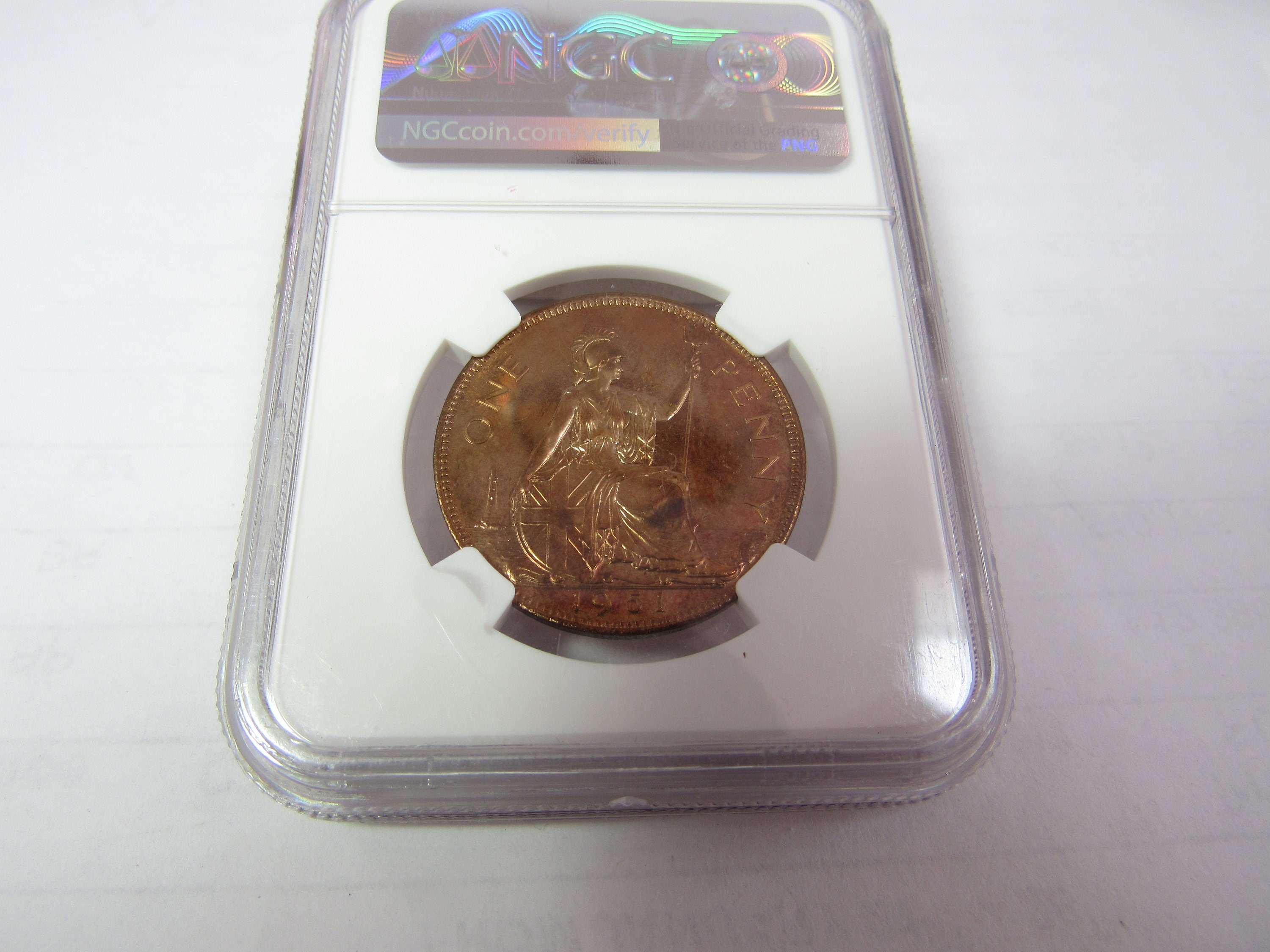 NGC PROOF LIKE 1951 イギリス  古銭 1951 Great Britain Penny NGC Graded Proof 65 RB - Etsy