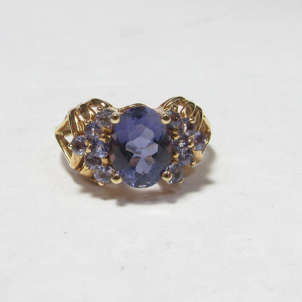 Solid 10k GOLD Ring with Purple Natural Tanzanite