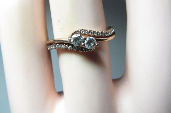 Solid 10k Rose GOLD Ring with Round Brilliant Cut… - image 4