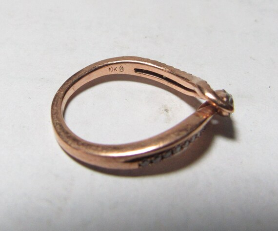 Solid 10k Rose GOLD Ring with Round Brilliant Cut… - image 2