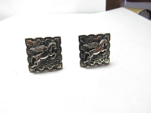 PEGASUS Solid Sterling SILVER Cuff Links with Swi… - image 1