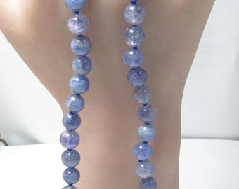 Natural Tanzanite Beaded 8 mm 18" Necklace with 14k gold Lobster clasp and adjustable Chain