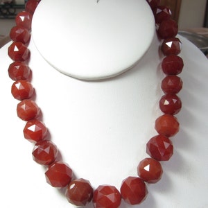 VICTORIAN Faceted Carnelian Agate 15 1/2" Necklace with 10k Solid GOLD Clasp