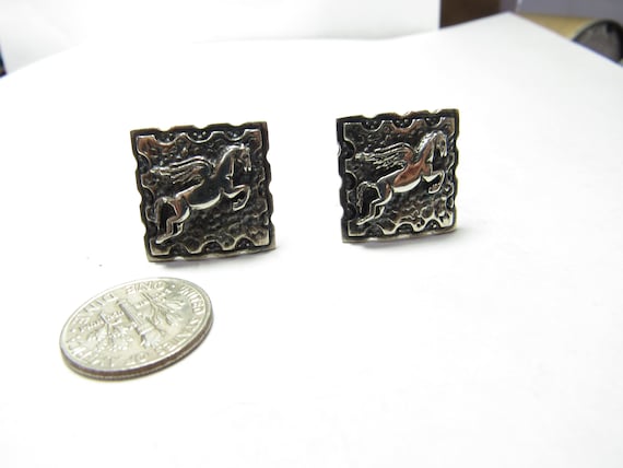 PEGASUS Solid Sterling SILVER Cuff Links with Swi… - image 2