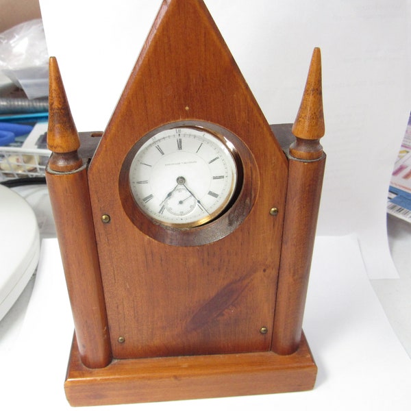 SUPER RARE MILLER Illinois transitional Pocket Watch & Stein Craft Wooden Antique Holder 3200 total watches made 18 Size 17 Jewel Open Face