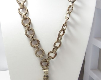 Hand Crafted Sterling SILVER 22" Necklace with Large Sterling Cross Pendant