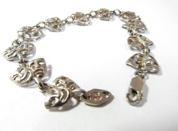 Comedy and Tragedy Sterling SILVER 7 1/4" Bracelet - image 3