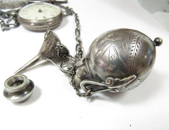 Victorian Sterling SILVER CHATELAINE With Attachm… - image 2