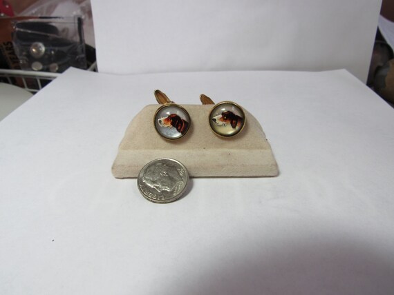 Reverse Crystal CUFF LINKS Gold filled with Dogs … - image 2