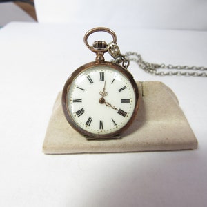 Antique .800 SILVER Cylinder Pin Set Pendant Watch / RUNS