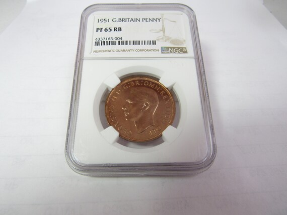 NGC PROOF LIKE 1951 イギリス  古銭 1951 Great Britain Penny NGC Graded Proof 65 RB - Etsy