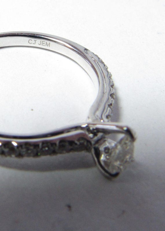 Solid 14k White GOLD Solitaire Natural Diamond Ri… - image 2