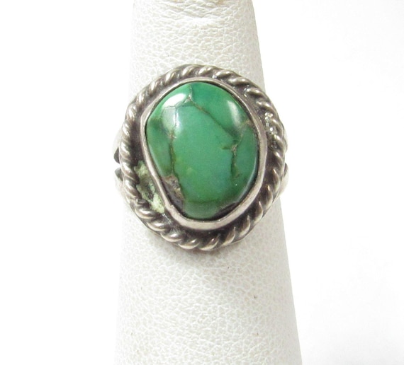 Signed Native American Sterling SILVER Natural Turquoise Ring