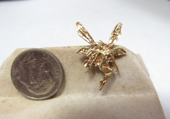 Solid 14k Yellow Gold Tinkerbell Fairy Charm - image 3