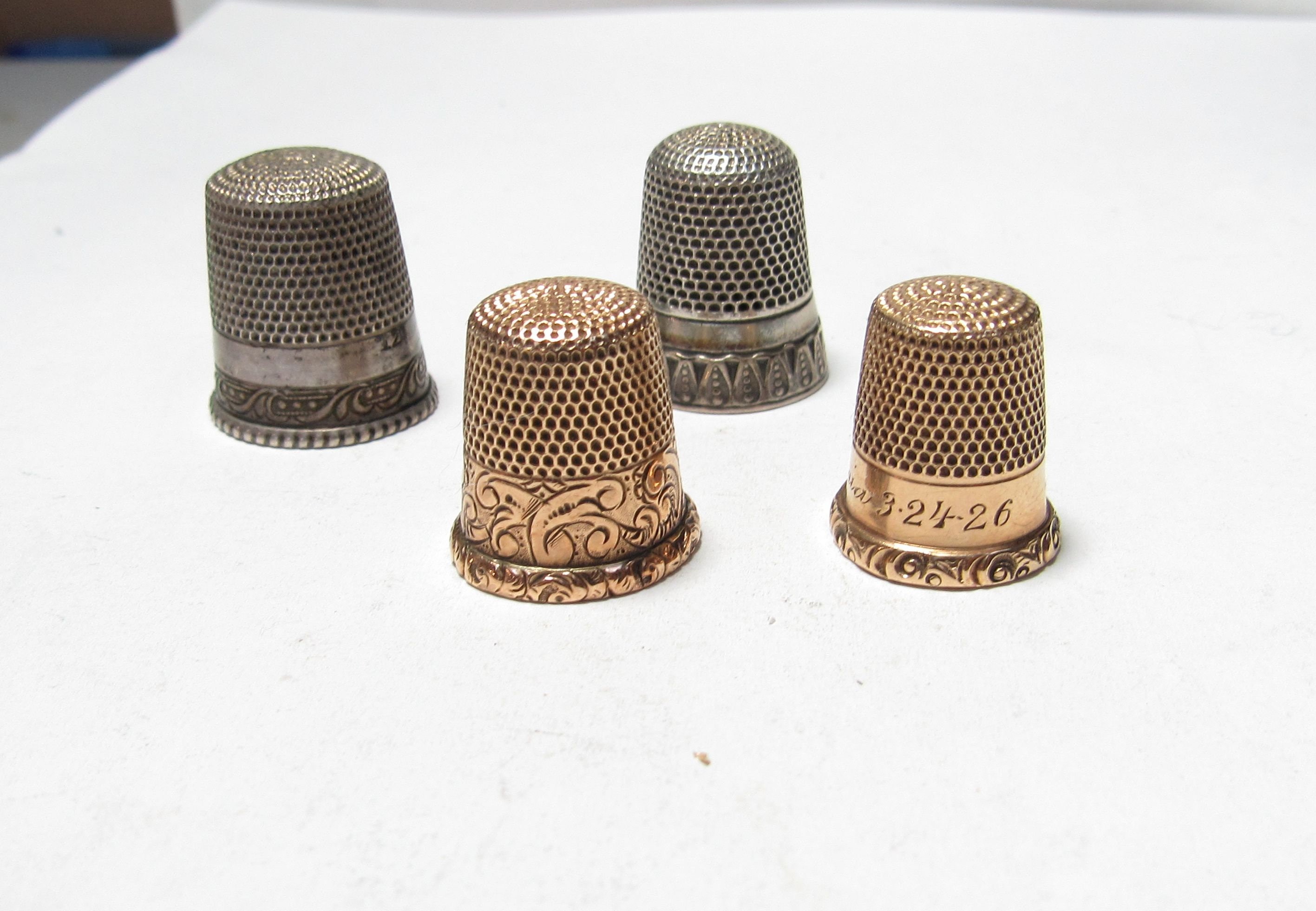 Vintage Sewing Lot Thimbles 2 Sterling silver