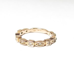 Rose Gold Solid 14k Ring / Band with 11 Round Brilliant Cut Natural Diamonds