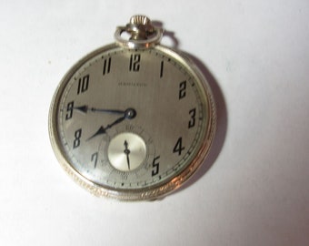 Hamilton Gold Filled Running Pocket Watch 12 Size 17 Jewel Model 916