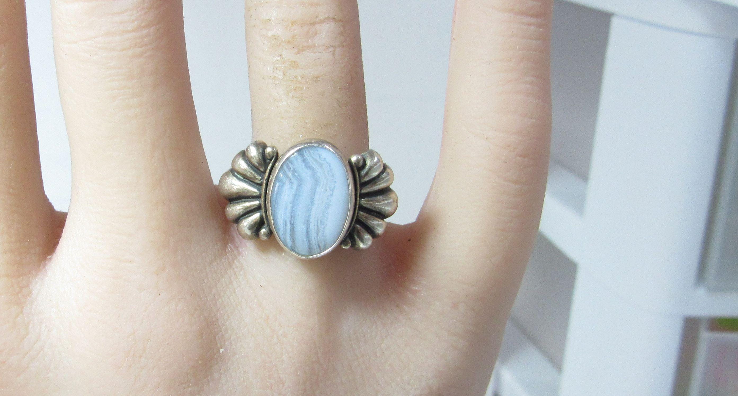 Relios Silver Rings Carolyn Pollack Relios Sterling SILVER Ring With Blue Lace Agate - Etsy