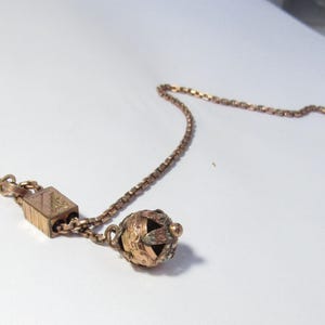 Victorian Antique Gold Filled Pocket Watch Vest Chain with A Slide and Ball Fob