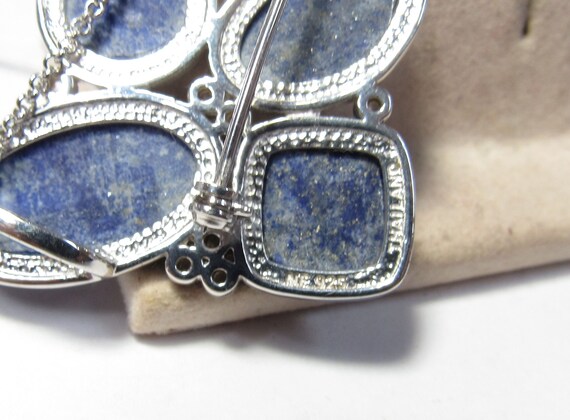 Solid Sterling SILVER Blue Lapis Lazuli Pendant /… - image 4