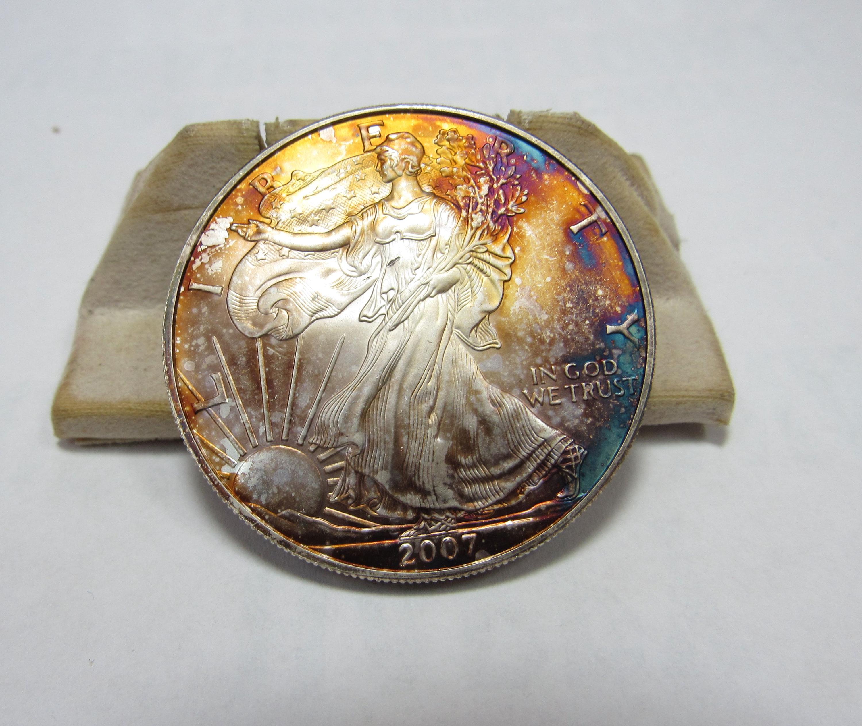 Men's Fine Silver 1 Oz Eagle Dollar Coin Charm With Silver