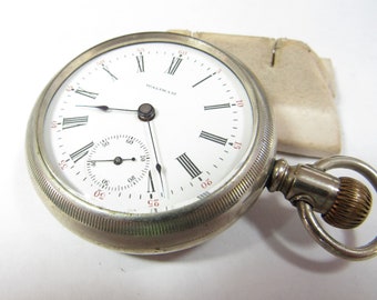 Antique Waltham Pocket Watch 18 Size 15 Jewel Open Faced / RUNS / Made in 1889