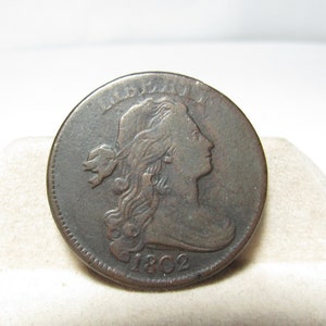 United States Draped Bust Large Cent / One Cent Copper COIN 1802 VF