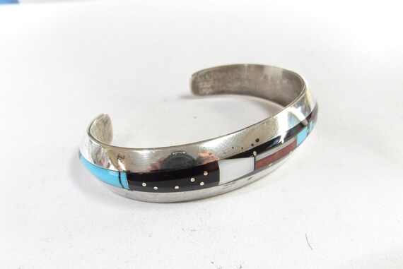 Native American Cuff Bracelet Sterling Silver Pol… - image 2