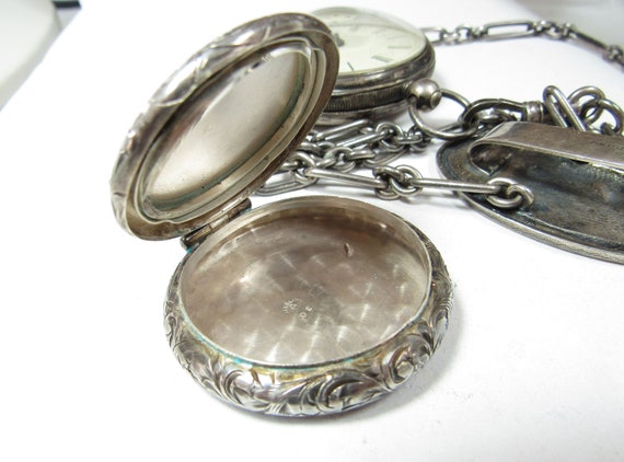 Victorian Sterling SILVER CHATELAINE With Attachm… - image 7