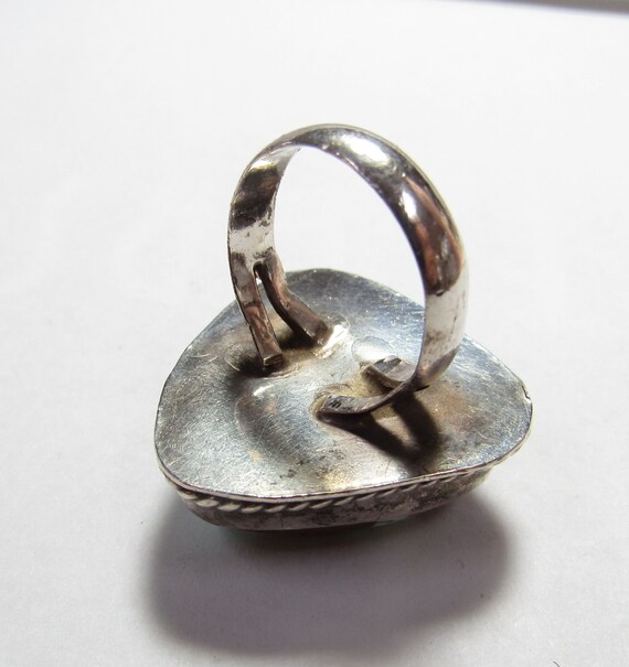 Southwestern Solid Sterling SILVER Ring with Beau… - image 3