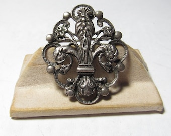 Vintage Sterling SILVER Brooch / Pin with Fleur De Lis by Filli Peruzz Made in Italy