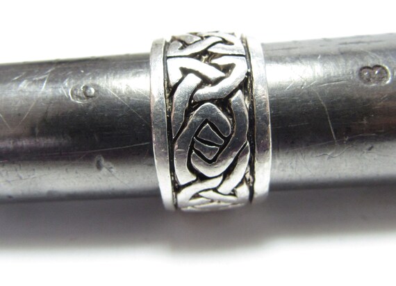 Wide Solid Sterling SILVER Ring with Celtic knot … - image 3