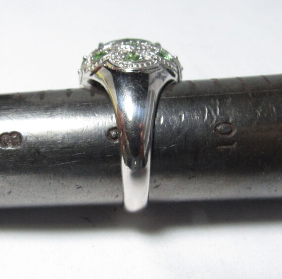 Solid Sterling SILVER Ring with Green Natural Pra… - image 4
