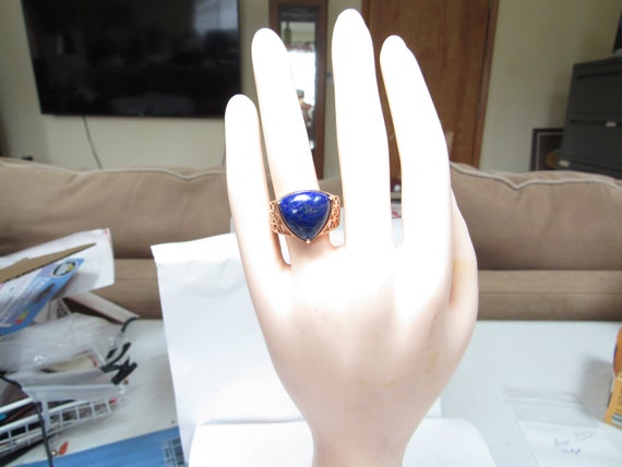 Solid Sterling SILVER Ring with Rose Gold Wash an… - image 4