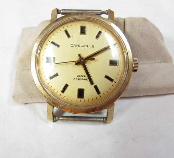Vintage Men s 1970s Caravelle Dress WRIST WATCH Stainless Etsy UK