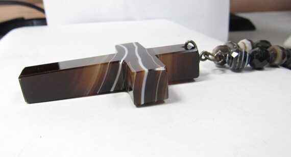 Antique Banded Agate Faceted Necklace with Large … - image 3