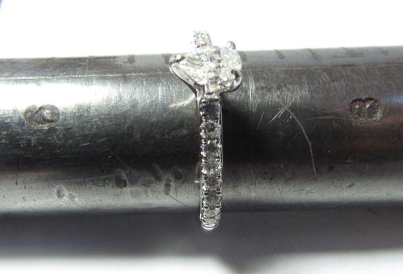 Solid 14k White GOLD Solitaire Natural Diamond Ri… - image 4