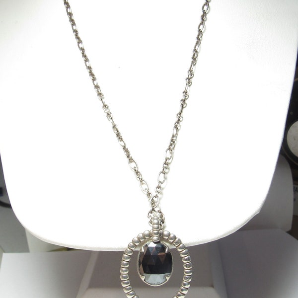 John Hardy Sterling SILVER 19" Necklace with Black Natural Hematite Pendant