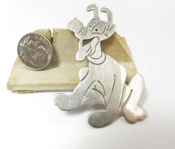 Solid Sterling SILVER Dog Pluto Brooch / Pin - image 2