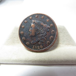 SCARCE 1829 CORONET Head copper Large Cent VF Details Medium Letters United States