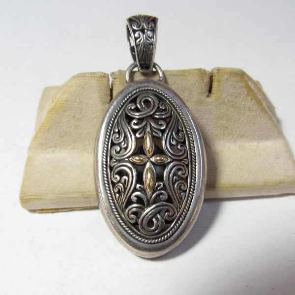 Samuel Benham BJC Sterling SILVER and 18k Well Detailed Pendant