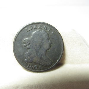 1803 1/2 Cent United States Draped Bust Half CENT Copper Coin Fine  F.