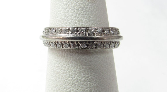 Double Row Natural Diamond Solid Platinum Eternit… - image 2