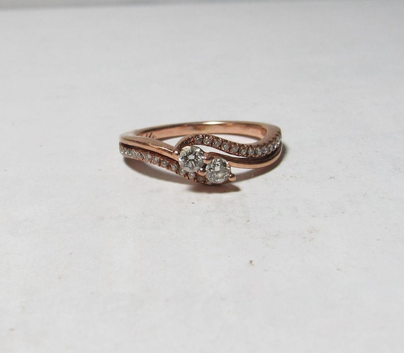 Solid 10k Rose GOLD Ring with Round Brilliant Cut… - image 1